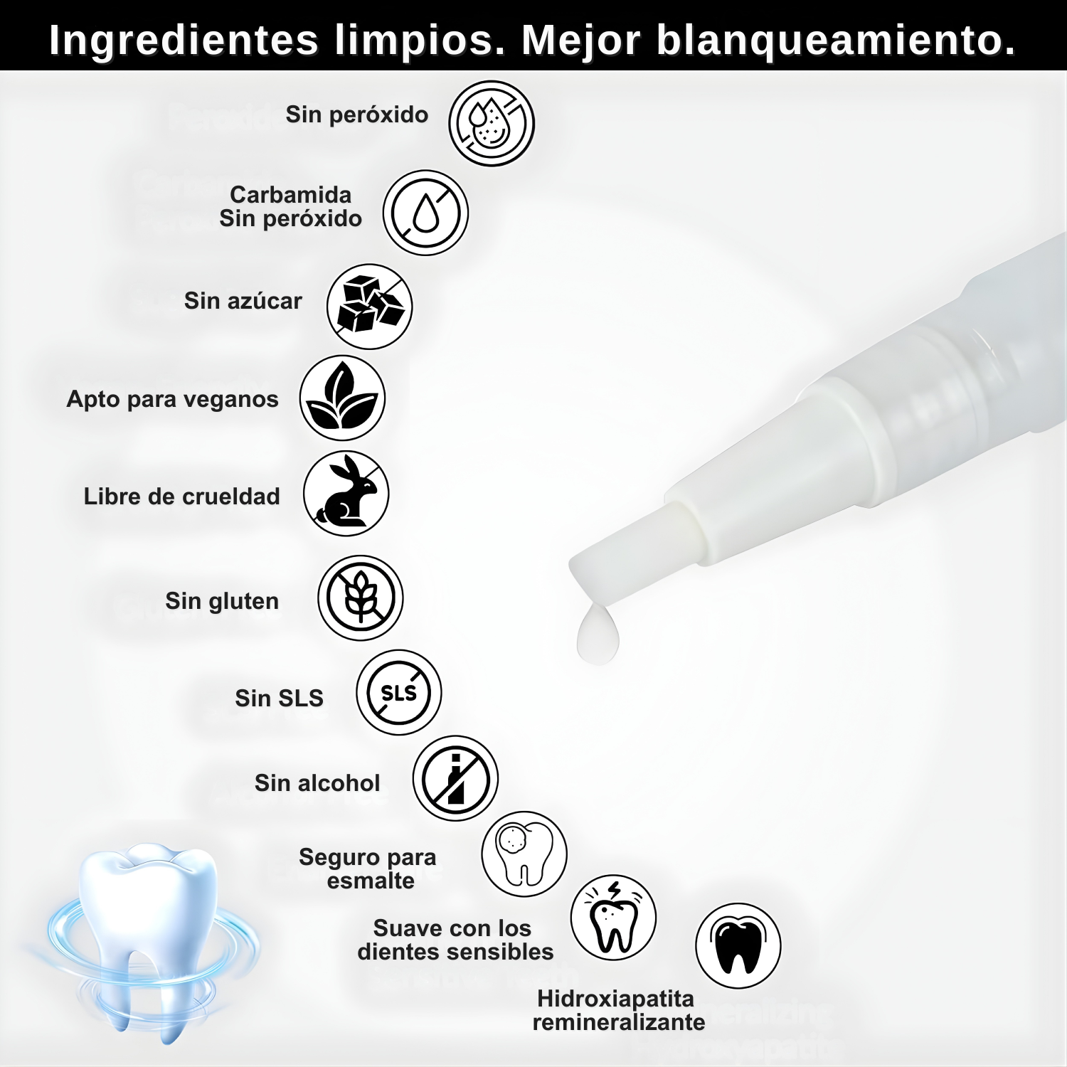 Lápiz blanqueador dental - Blanqueamiento instantáneo. Sensibilidad cero. (OFERTA ESPECIAL 2x1)
