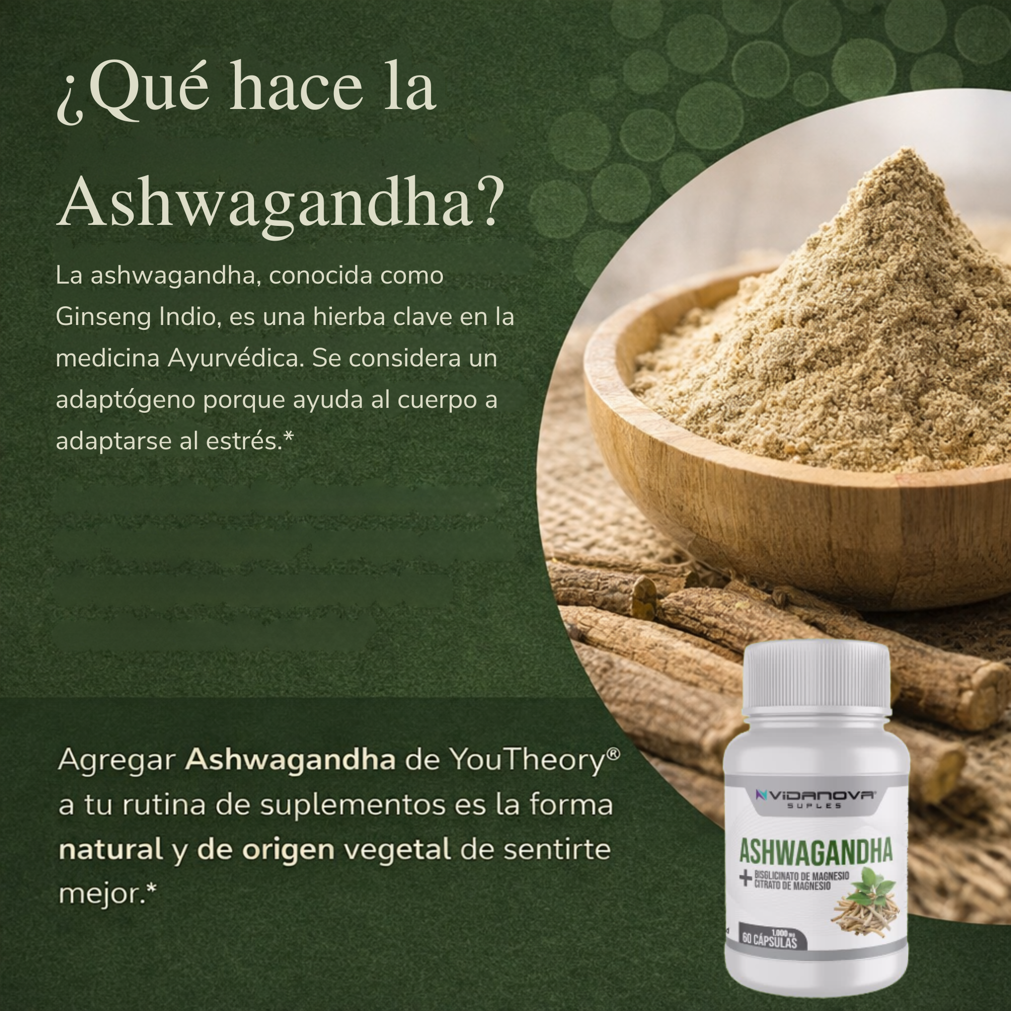 Ashwagandha con Magnesio  - Alivio del estrés, energía y bienestar mental