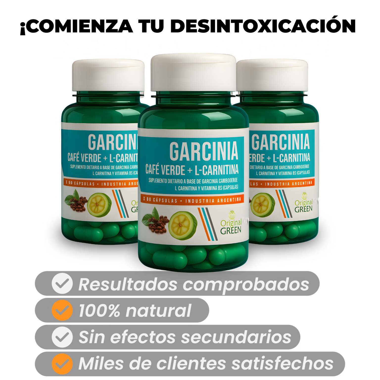 Garcinia - Café Verde + L-Carnitina Quema Grasa, Aumenta la Energía y Controla el Apetito de Forma Natural