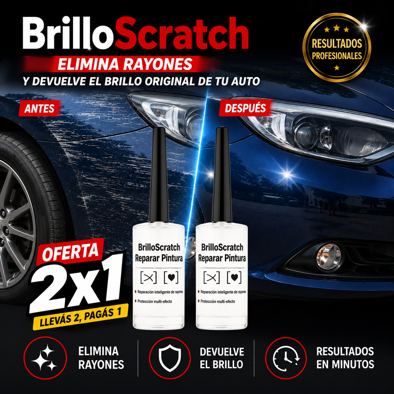 BrilloScratch – Elimina Rayones, Restaura el Color y Sorpréndete con el Resultado (2x1 Oferta)