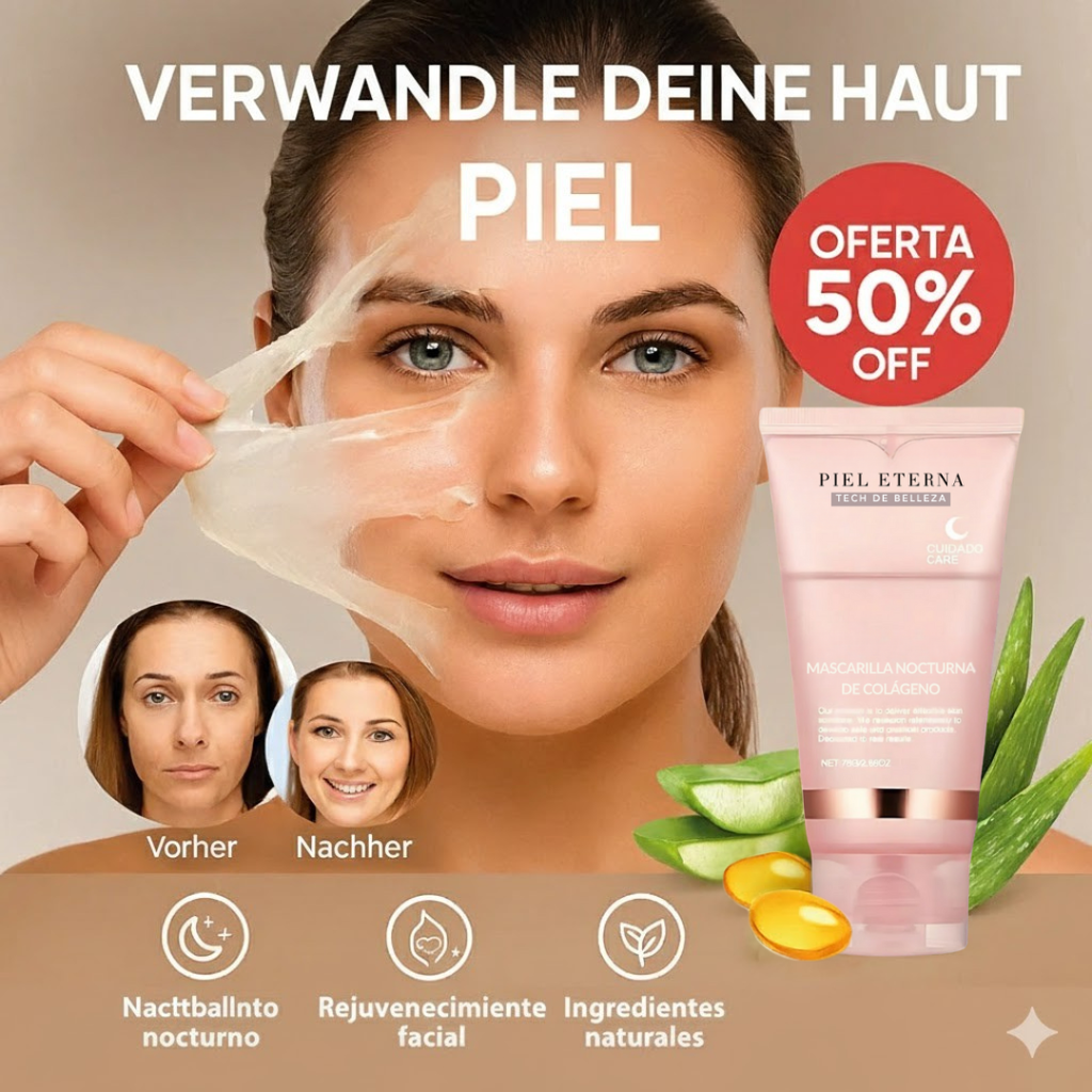 PIEL ETERNA - Mascarilla Nocturna de Colágeno | Reparación nocturna que se siente