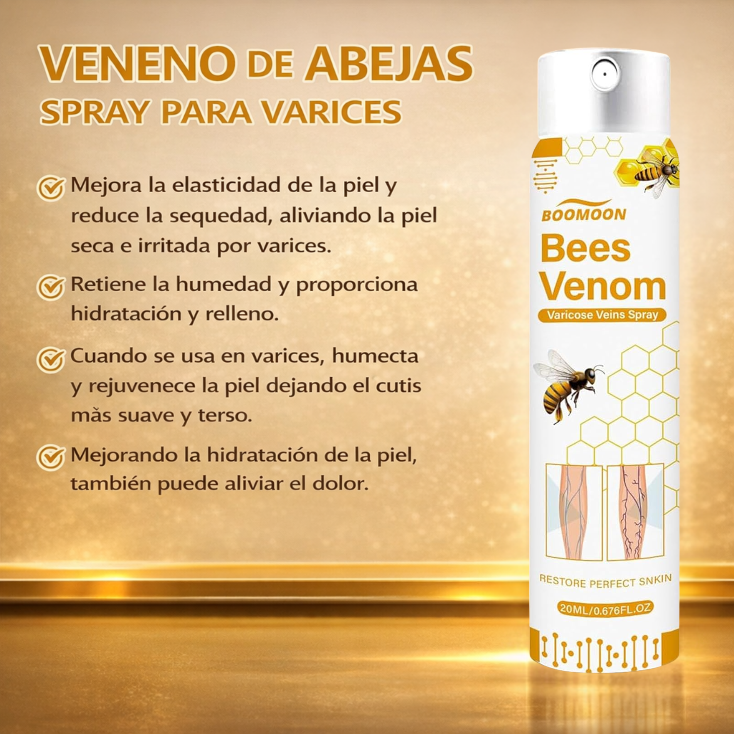 Bee Venom Varicose Spray – Alivio de la hinchazón causada por varices y arañitas.