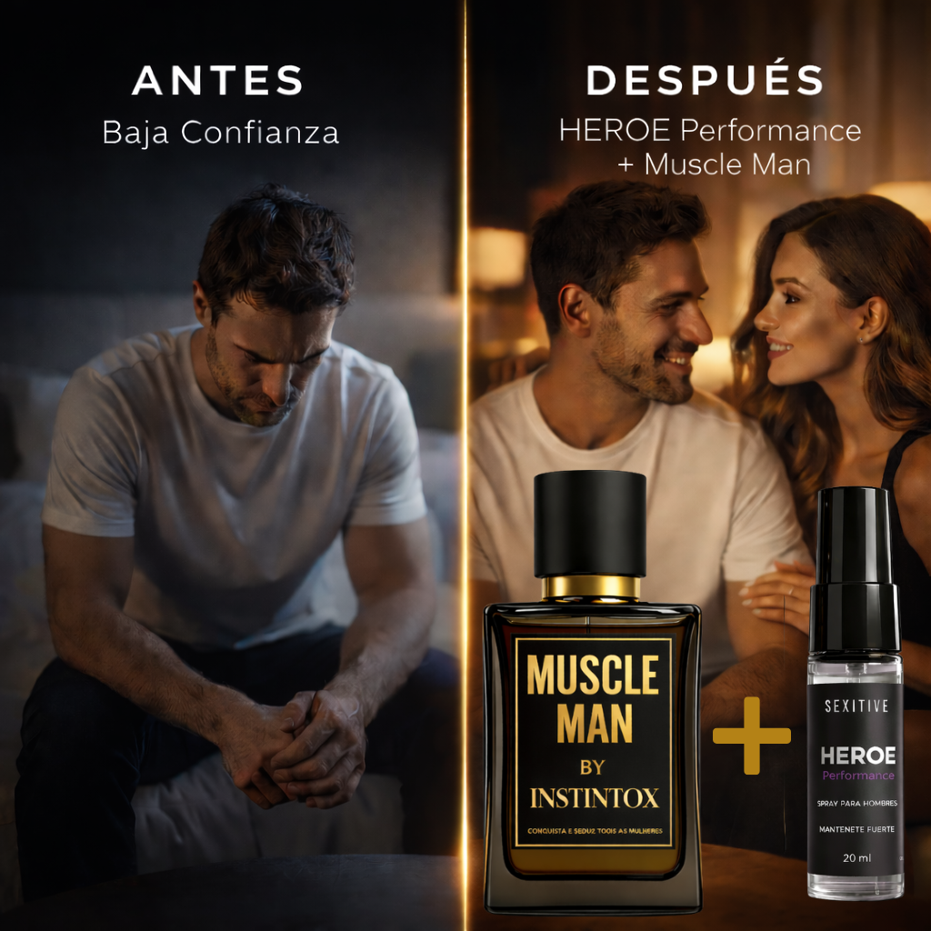 Colonia Muscle Man + Spray de Rendimiento HEROE - El paquete definitivo para la confianza masculina
