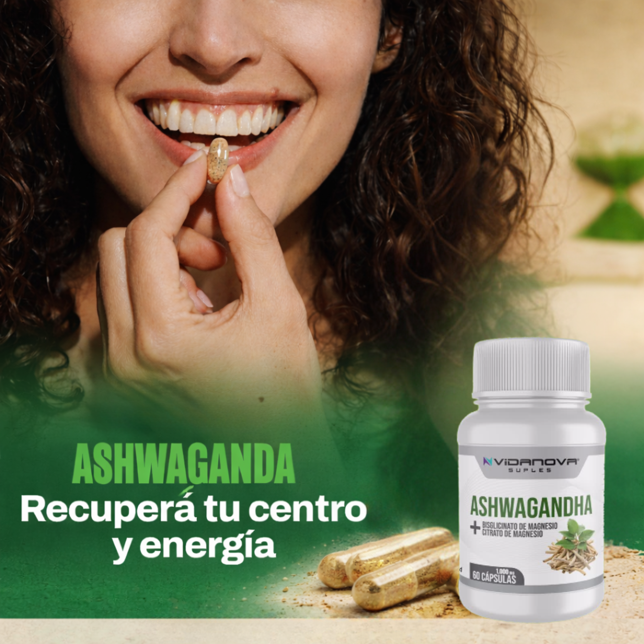 Ashwagandha con Magnesio  - Alivio del estrés, energía y bienestar mental