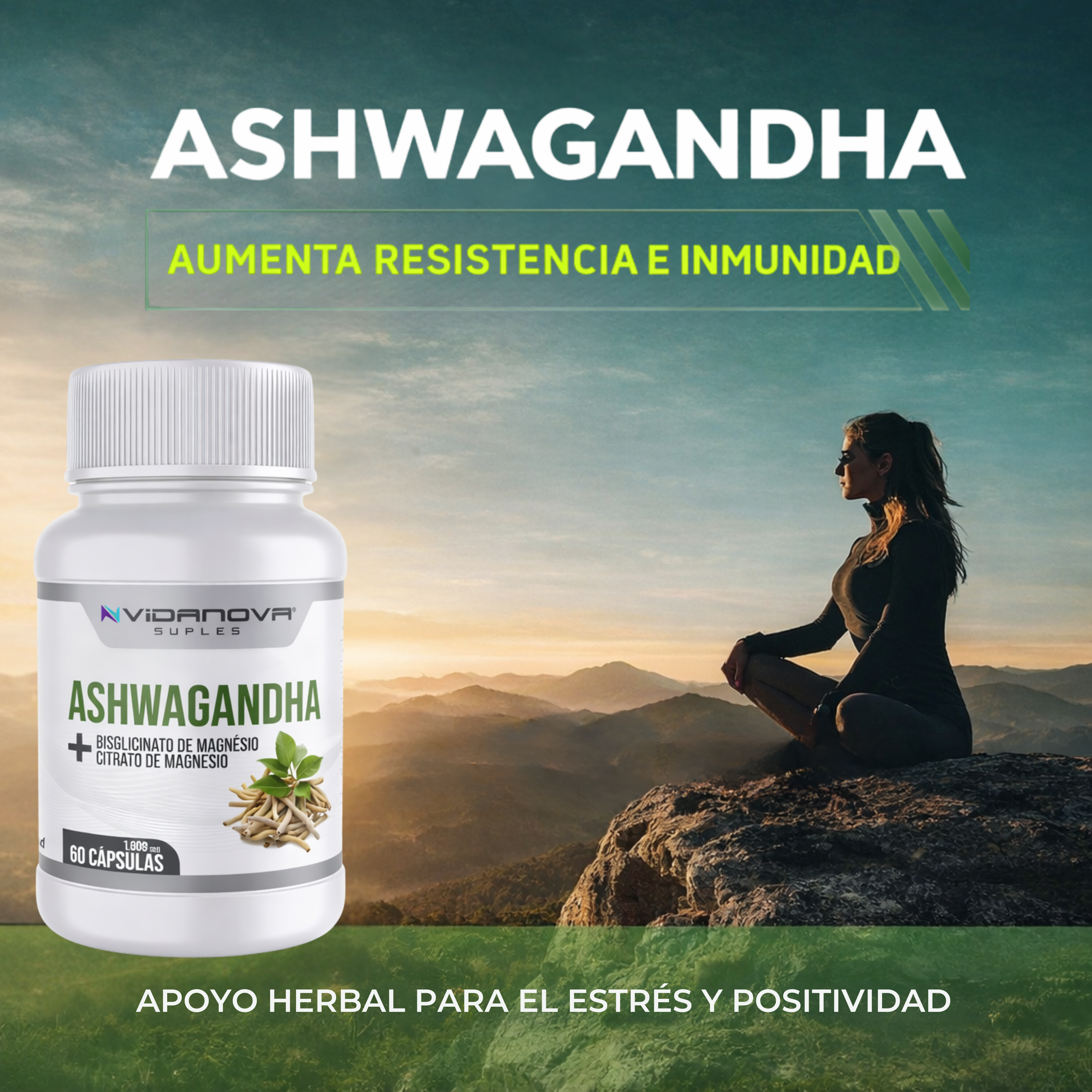 Ashwagandha con Magnesio  - Alivio del estrés, energía y bienestar mental