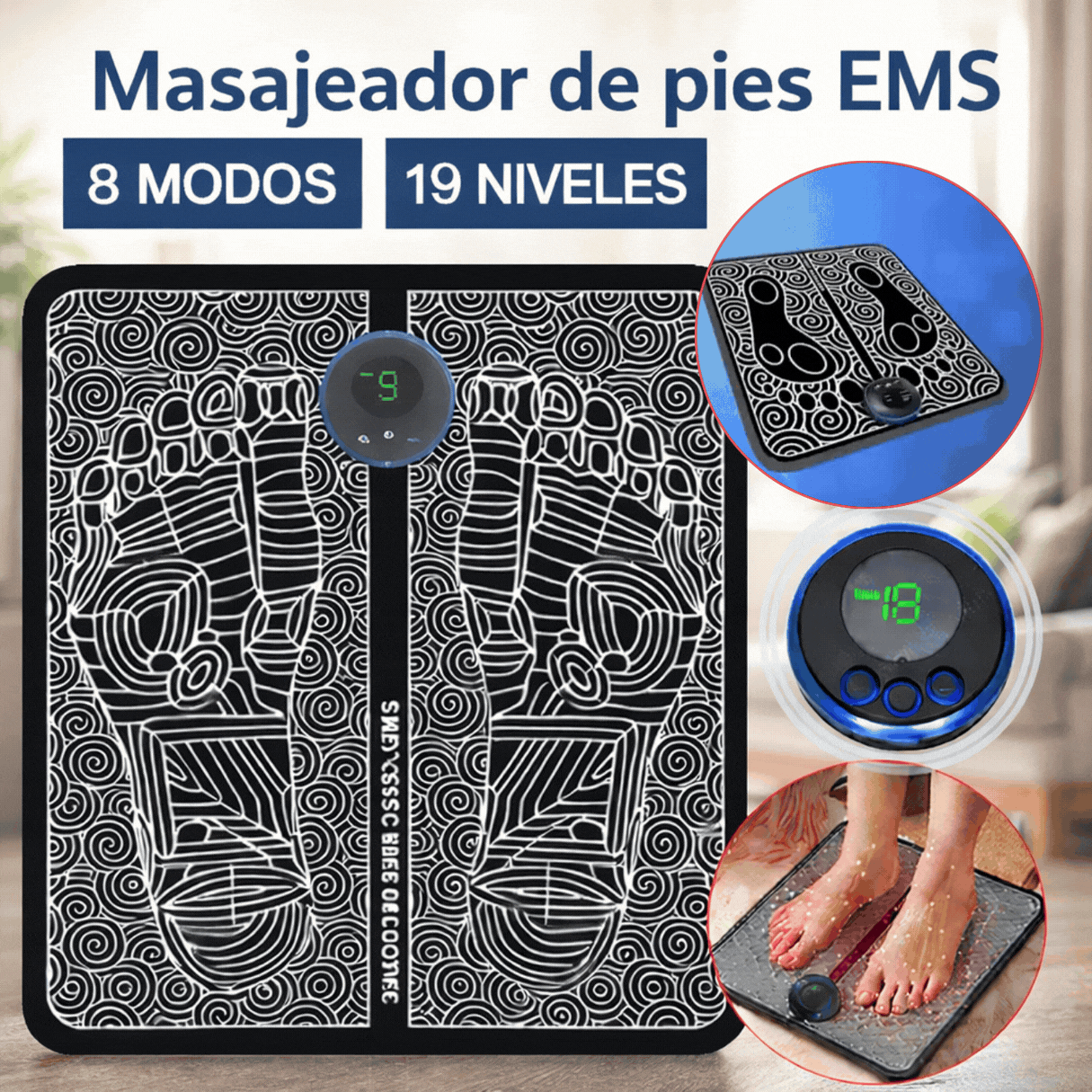 Masajeador de pies EMS recargable – alivio duradero y relajación total