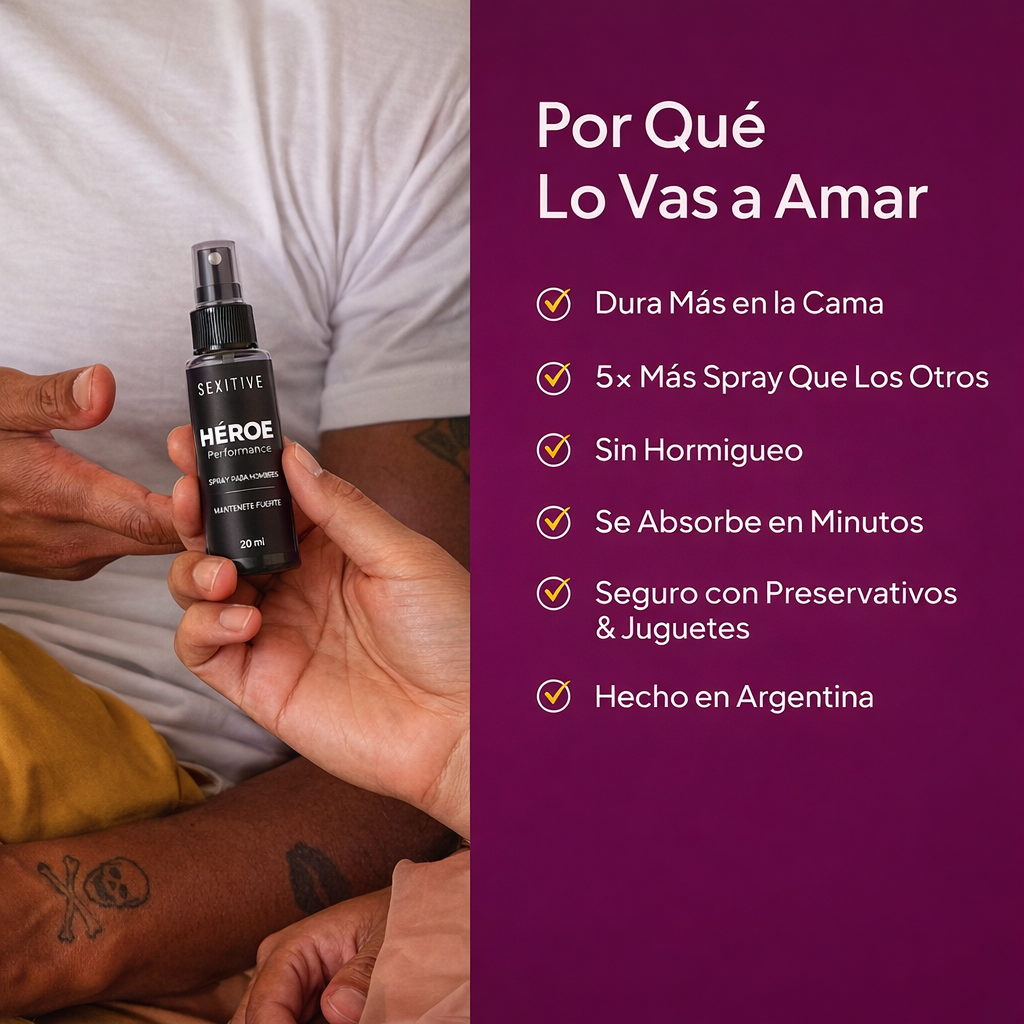 Heroe Spray en gel masculino – Potencia duradera y rendimiento más intenso.