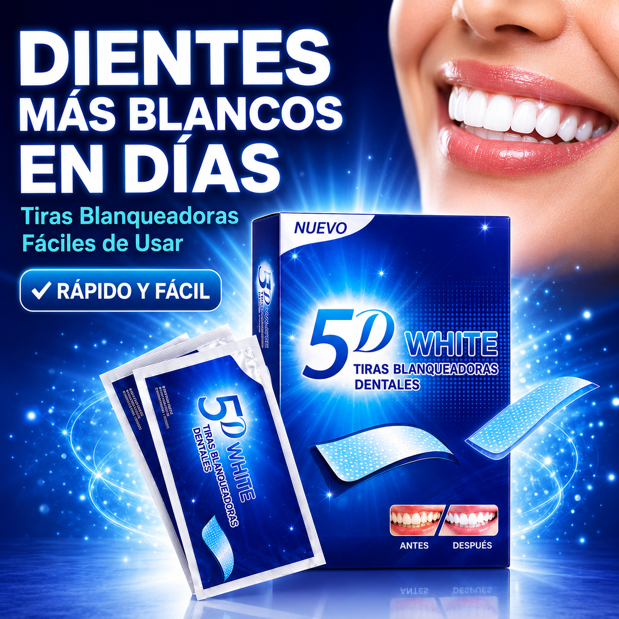 Tiras Blanqueadoras 5D White™ - Mostrá una Sonrisa Más Blanca y Sentite Más Seguro Todos los Días