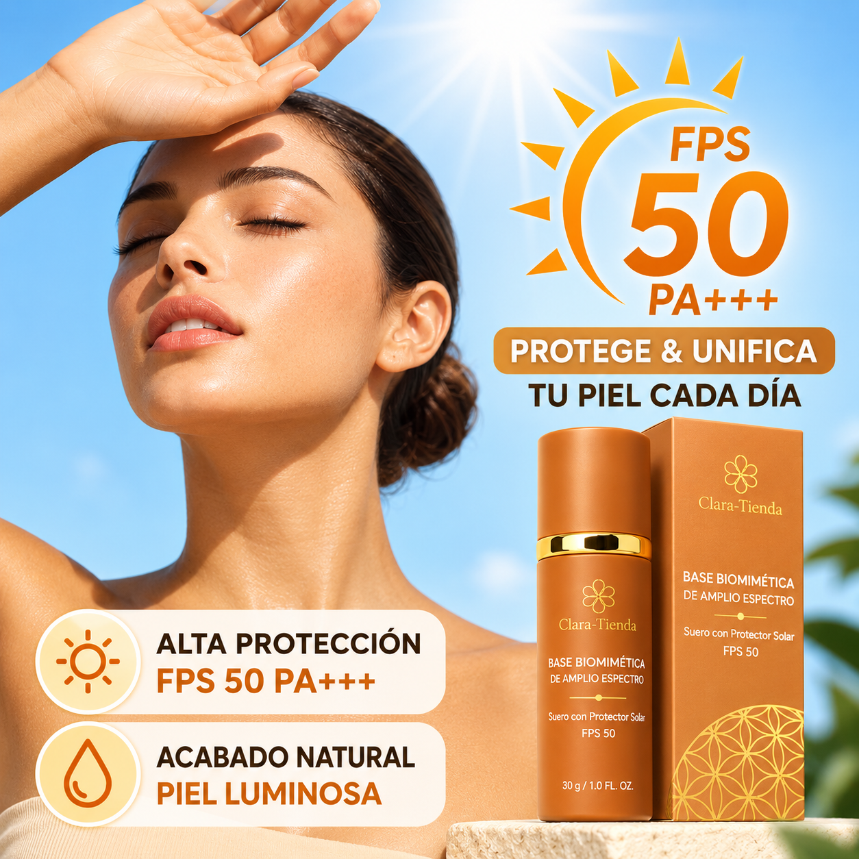 Base Facial 3 en 1 FPS 50 – Maquillaje, Tratamiento y Protección Solar