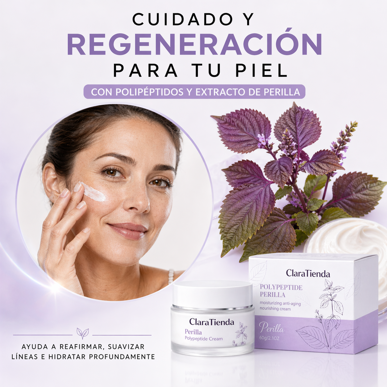 Crema de Polipéptidos de Perilla – Restaura la Firmeza, Suaviza Líneas de Expresión e Hidrata Profundamente