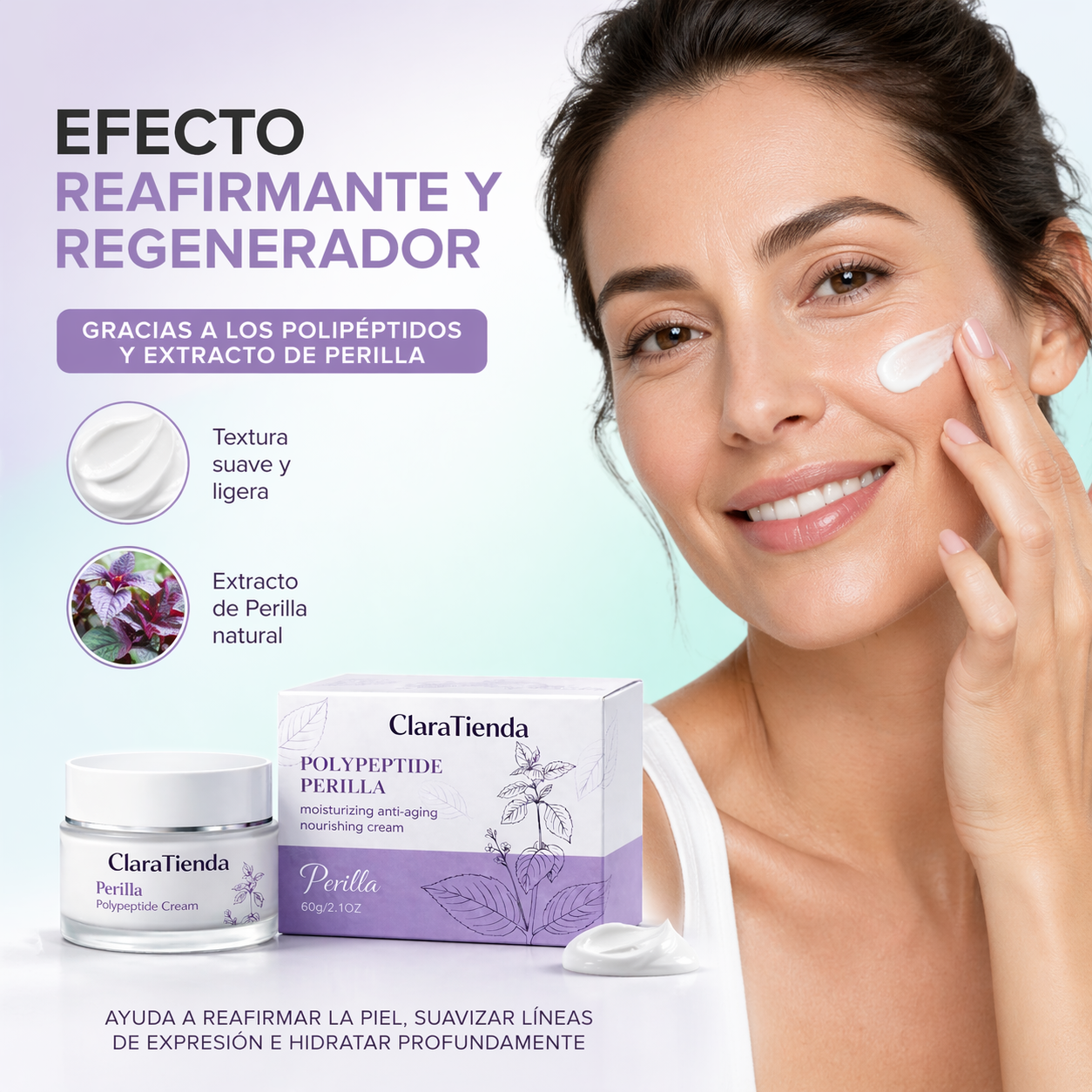 Crema de Polipéptidos de Perilla – Restaura la Firmeza, Suaviza Líneas de Expresión e Hidrata Profundamente