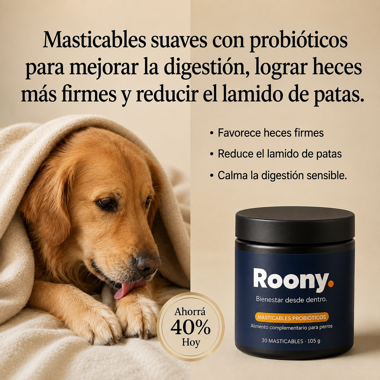 Probióticos para Perros — Tabletas Masticables para la Salud Digestiva