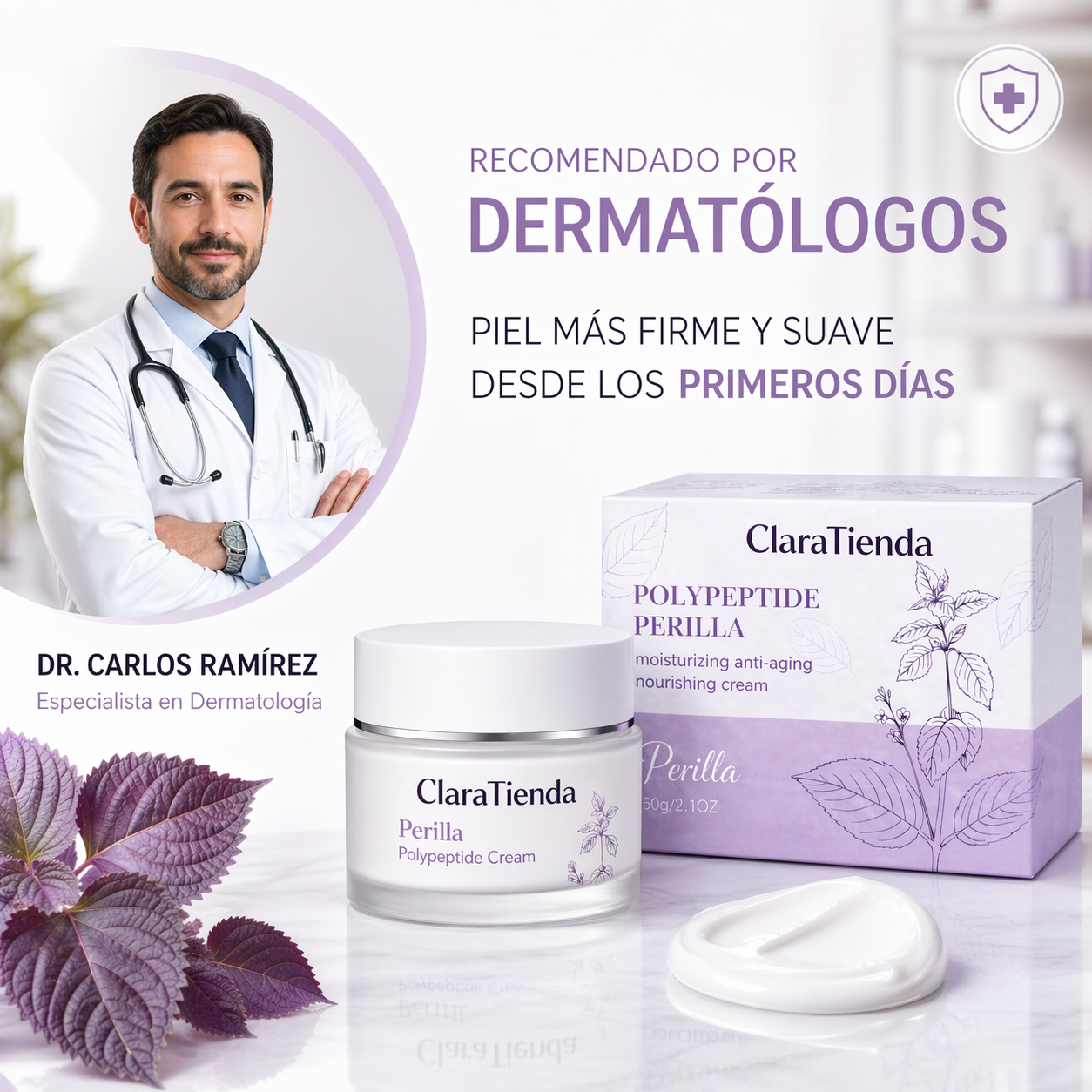 Crema de Polipéptidos de Perilla – Restaura la Firmeza, Suaviza Líneas de Expresión e Hidrata Profundamente
