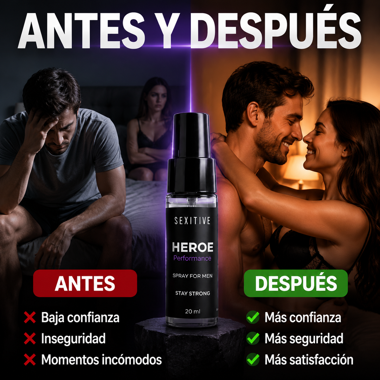 HEROE Performance Spray para Hombres - Sentite Más Seguro Cuando Más Importa