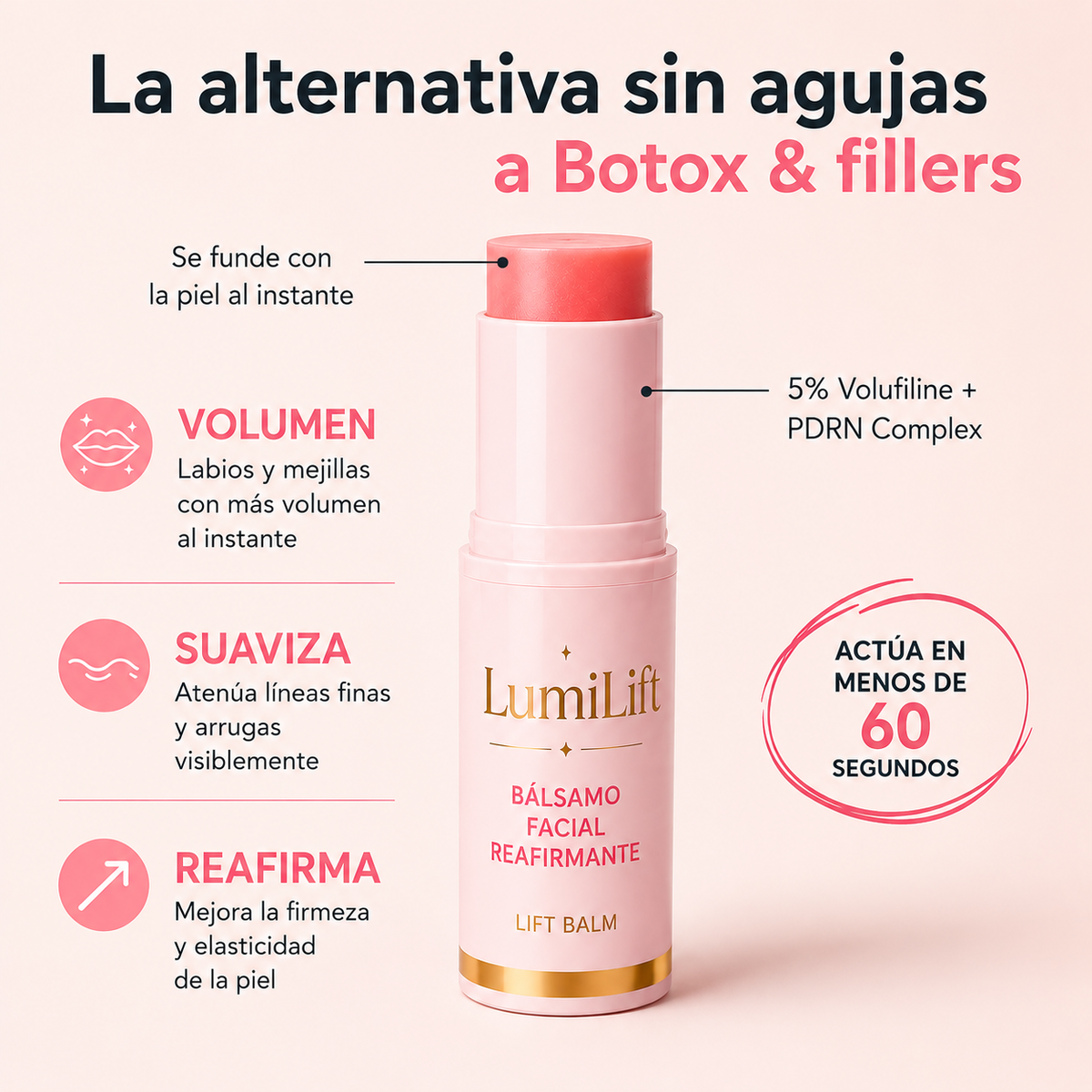 LumiLift Bálsamo Facial Reafirmante - Efecto Lifting Instantáneo • Hidratación Profunda • Luminosidad Natural