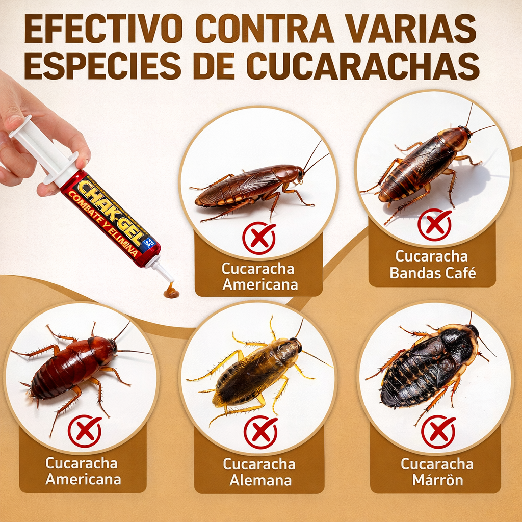 Chack Gel Eliminador de cucarachas - Una gota. Eliminación total.