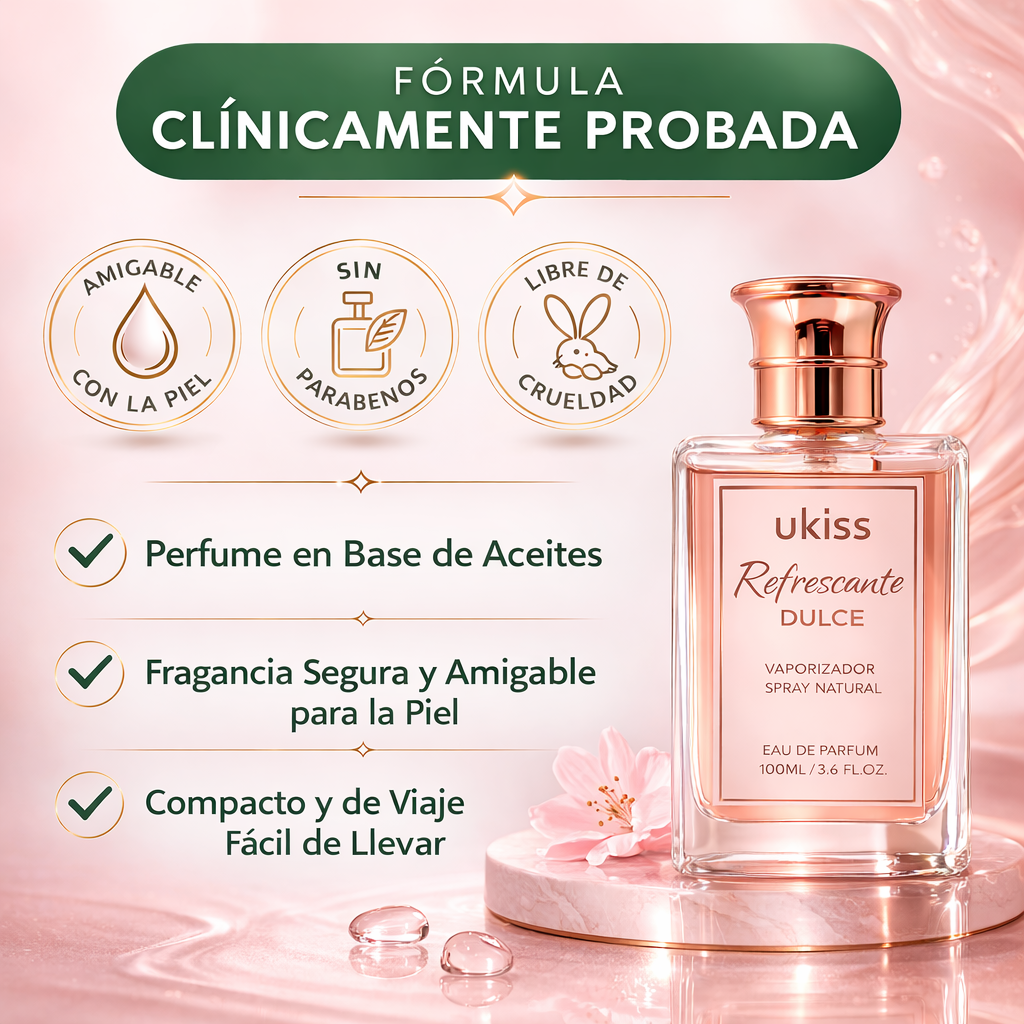 Perfume refrescante Ukiss: la fragancia dulce y ligera que te hace irresistible al instante.