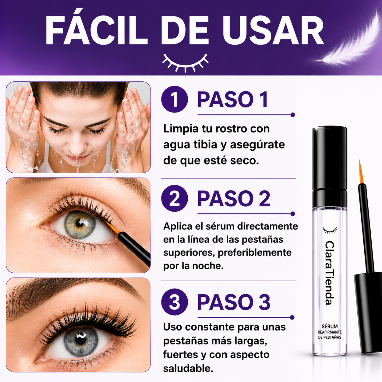 Sérum Reafirmante de Pestañas — Realza Tu Mirada con Pestañas Más Largas y Definidas