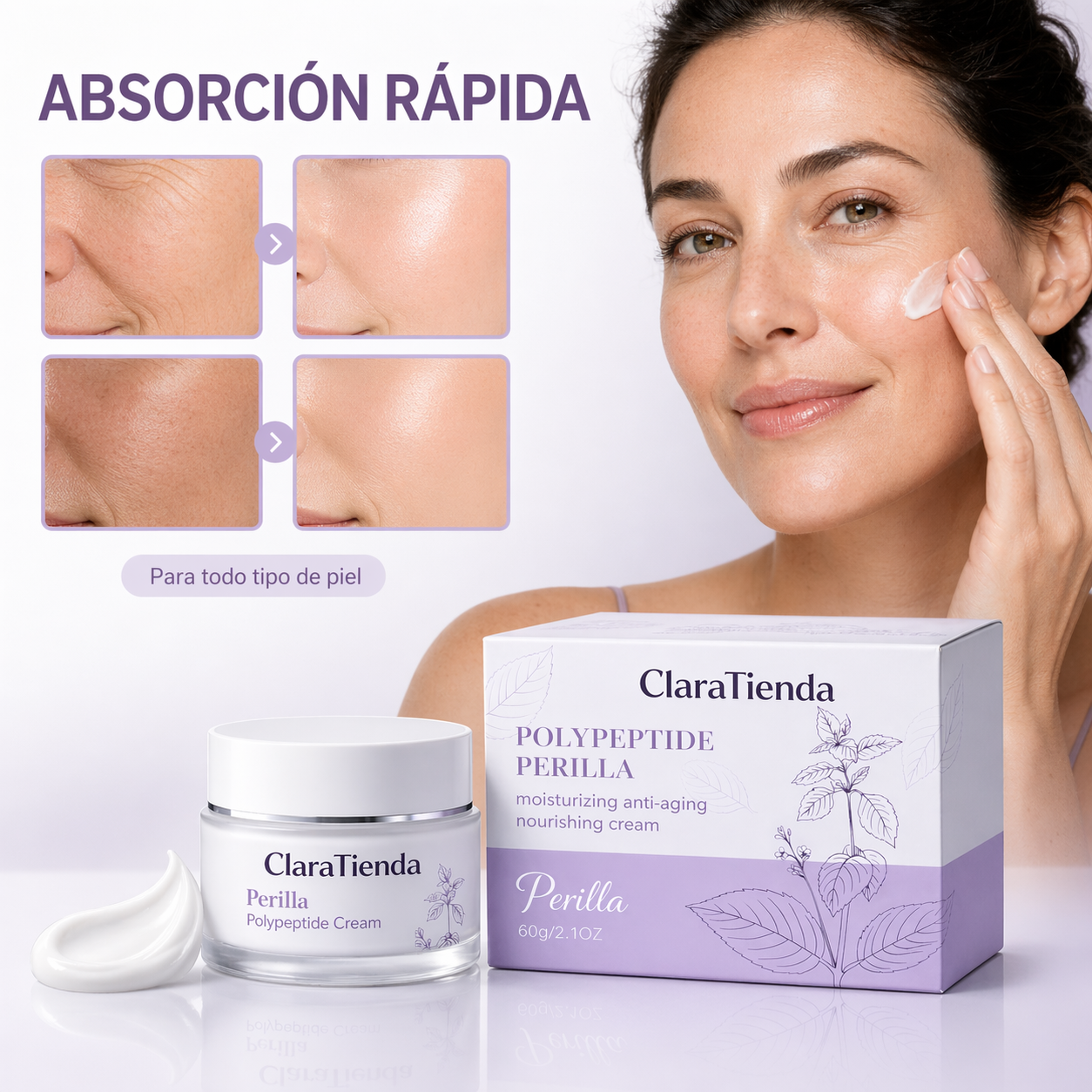 Crema de Polipéptidos de Perilla – Restaura la Firmeza, Suaviza Líneas de Expresión e Hidrata Profundamente