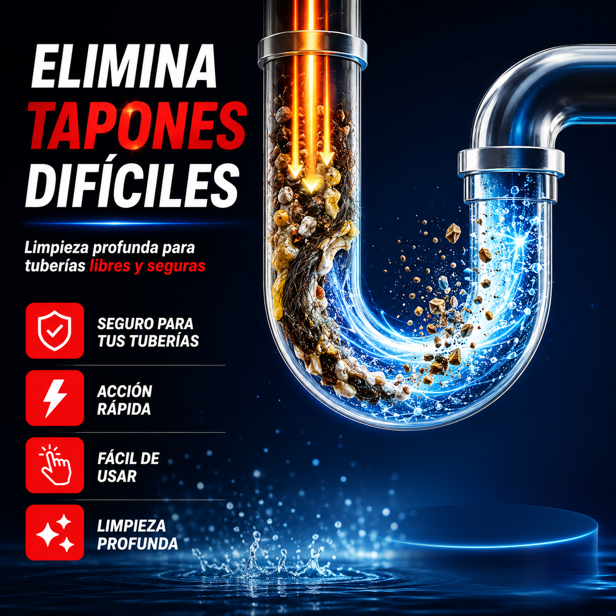 MeLedMatte Polvo Desatascador — Destapa Tuberías Difíciles en Minutos