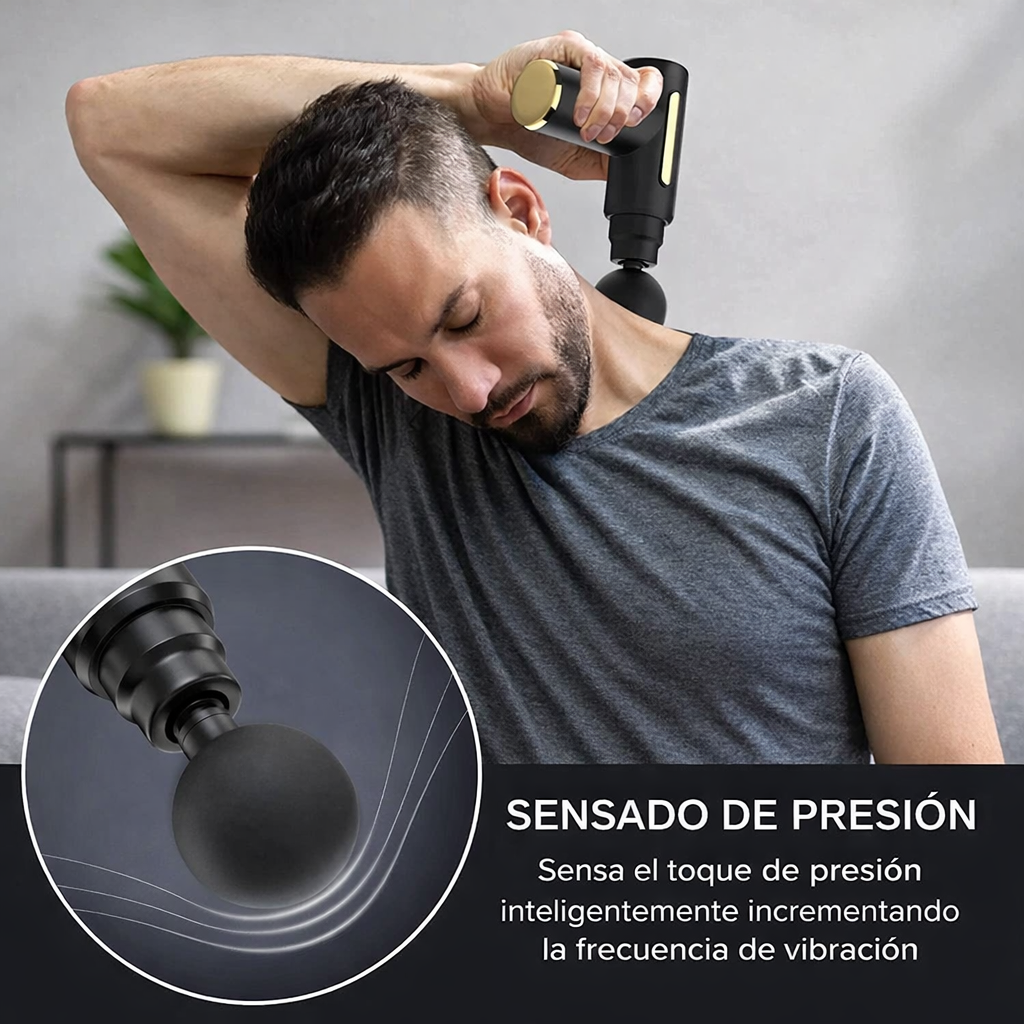 Pistola de Masaje 4 en 1 Pro Relief — Alivio Profundo, Recuperación Total en Casa