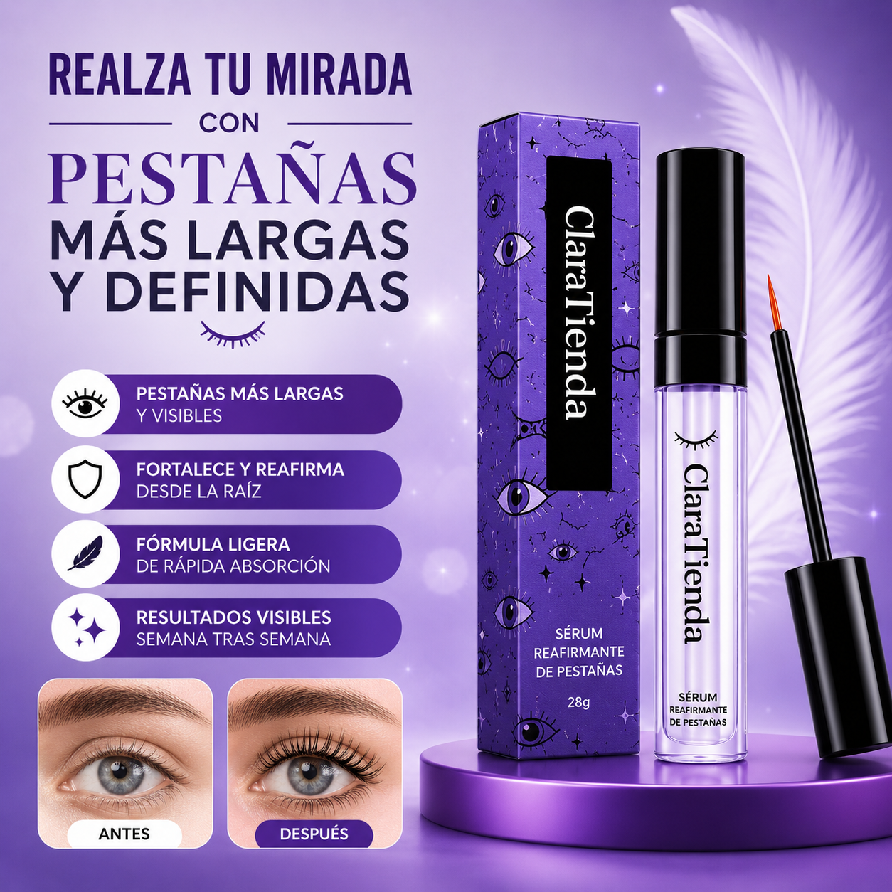 Sérum Reafirmante de Pestañas — Realza Tu Mirada con Pestañas Más Largas y Definidas