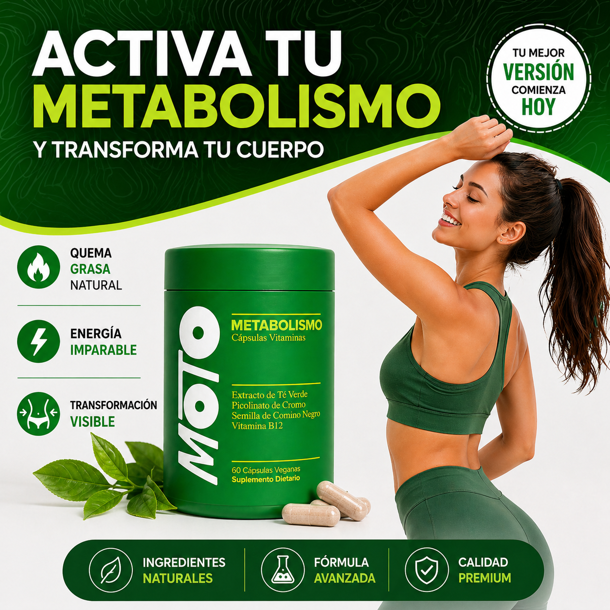 Cápsulas Ultra Boost Metabolismo: quema de grasa natural, energía imparable y transformación visible