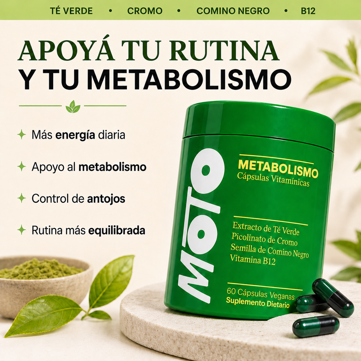 Balance Metabólico - Cápsulas Veganas para Energía y Control Diario