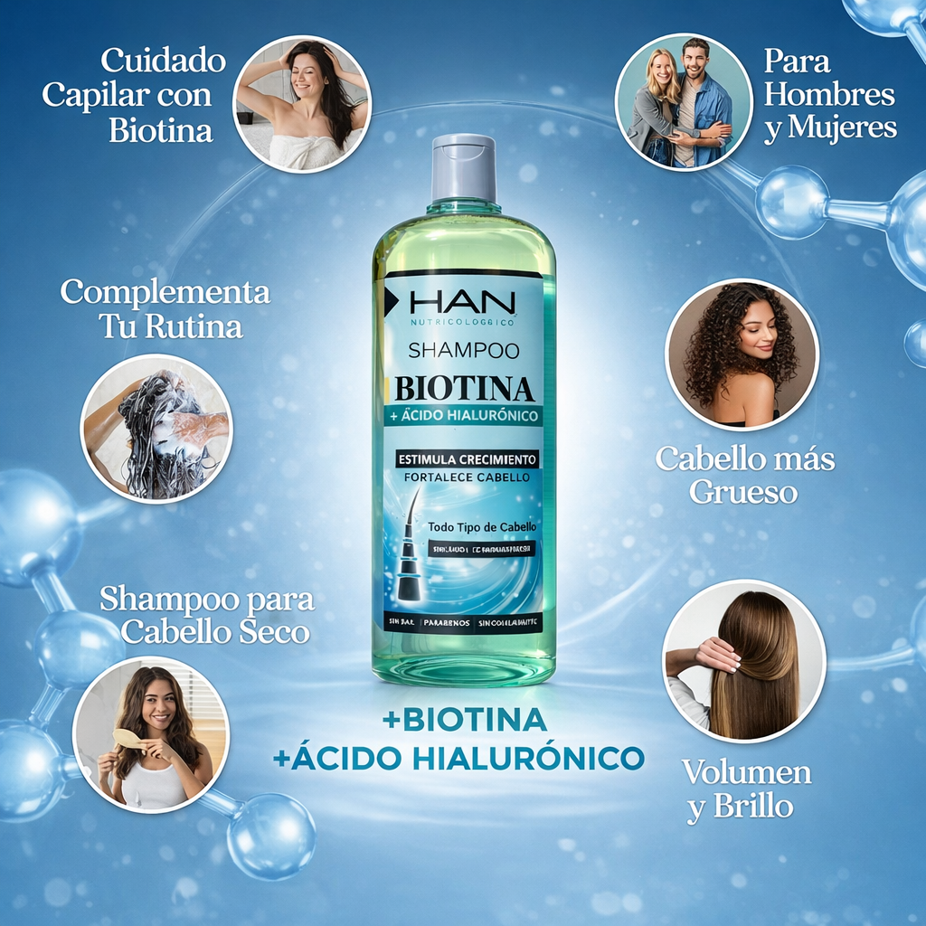 Shampoo con Biotina – Cabello más fuerte, menos quiebre, brillo saludable