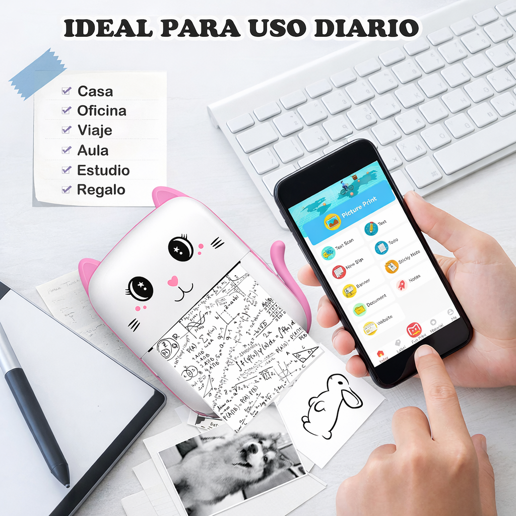 Mini impresora térmica portátil recargable (sin tinta) + ENVÍO GRATIS