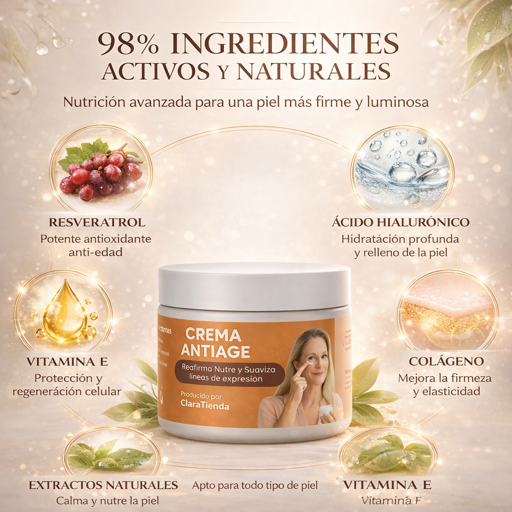 Crema Antiage Reafirmante : Reafirma, nutre y suaviza líneas de expresión