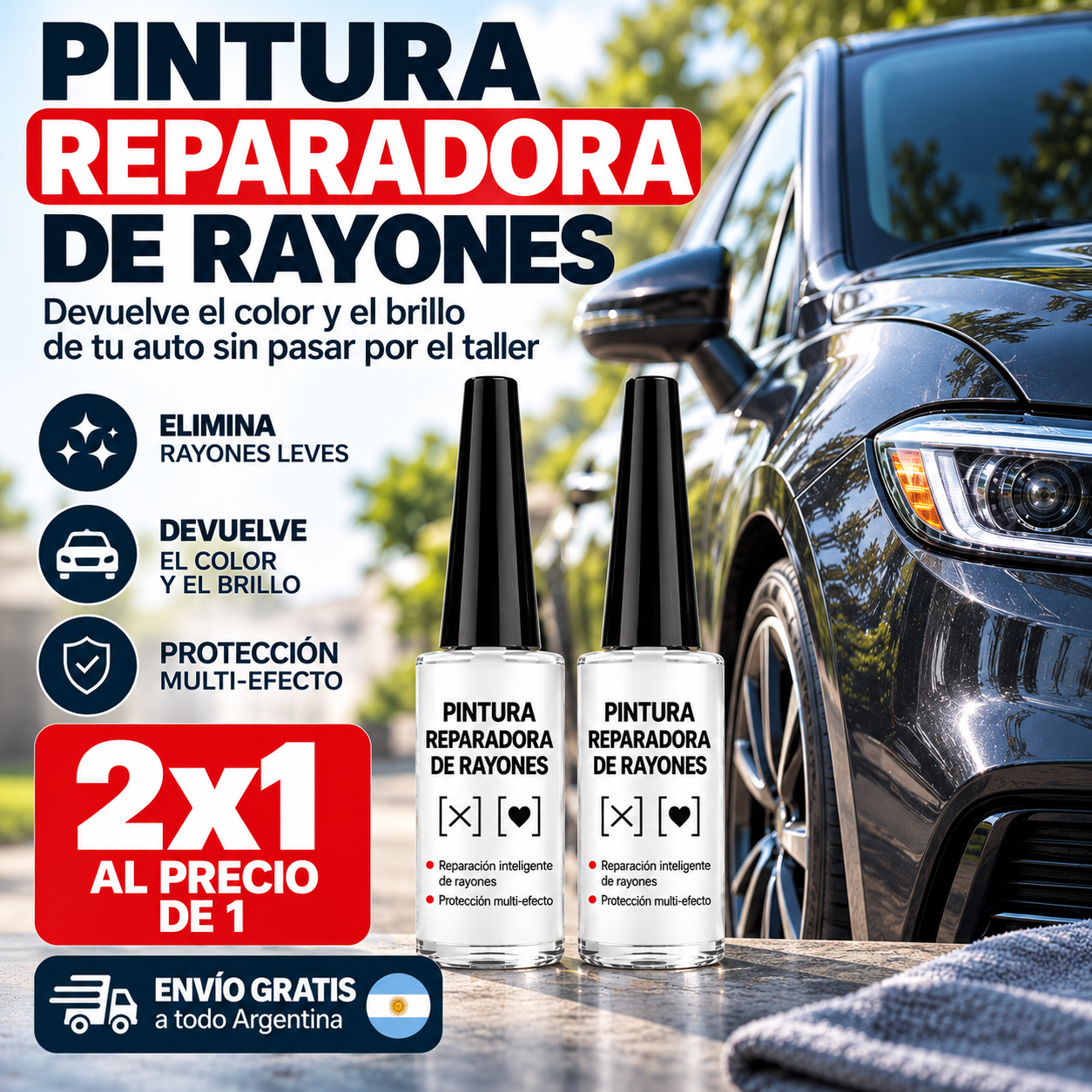 PuraPintura para autos - Restaura el color y el brillo de tu auto sin pasar por el taller (Oferta 2x1)