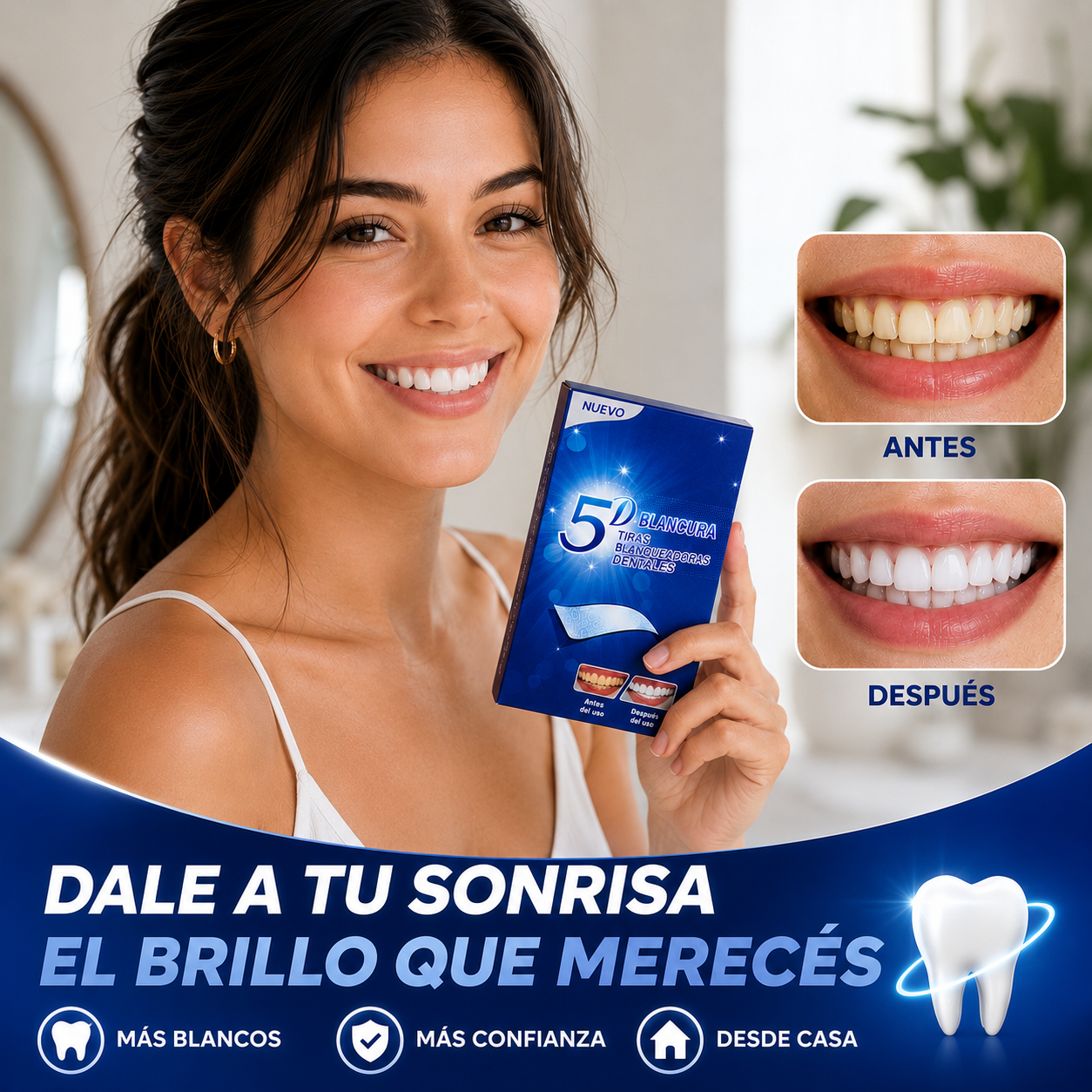 Sonrisa Radiante 5DPro – Una Sonrisa Más Blanca, Radiante y Segura Desde Casa