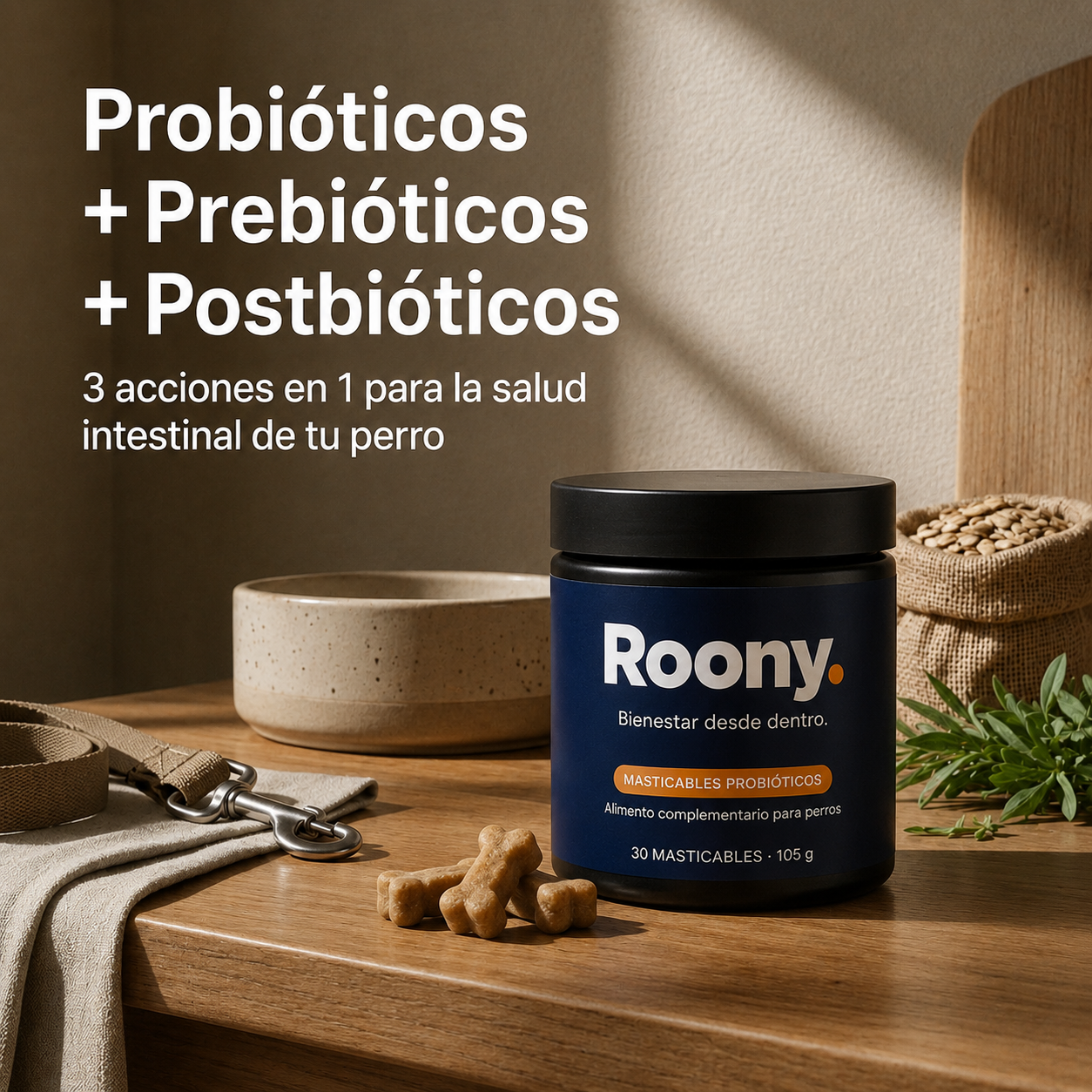 Probióticos para Perros — Tabletas Masticables para la Salud Digestiva