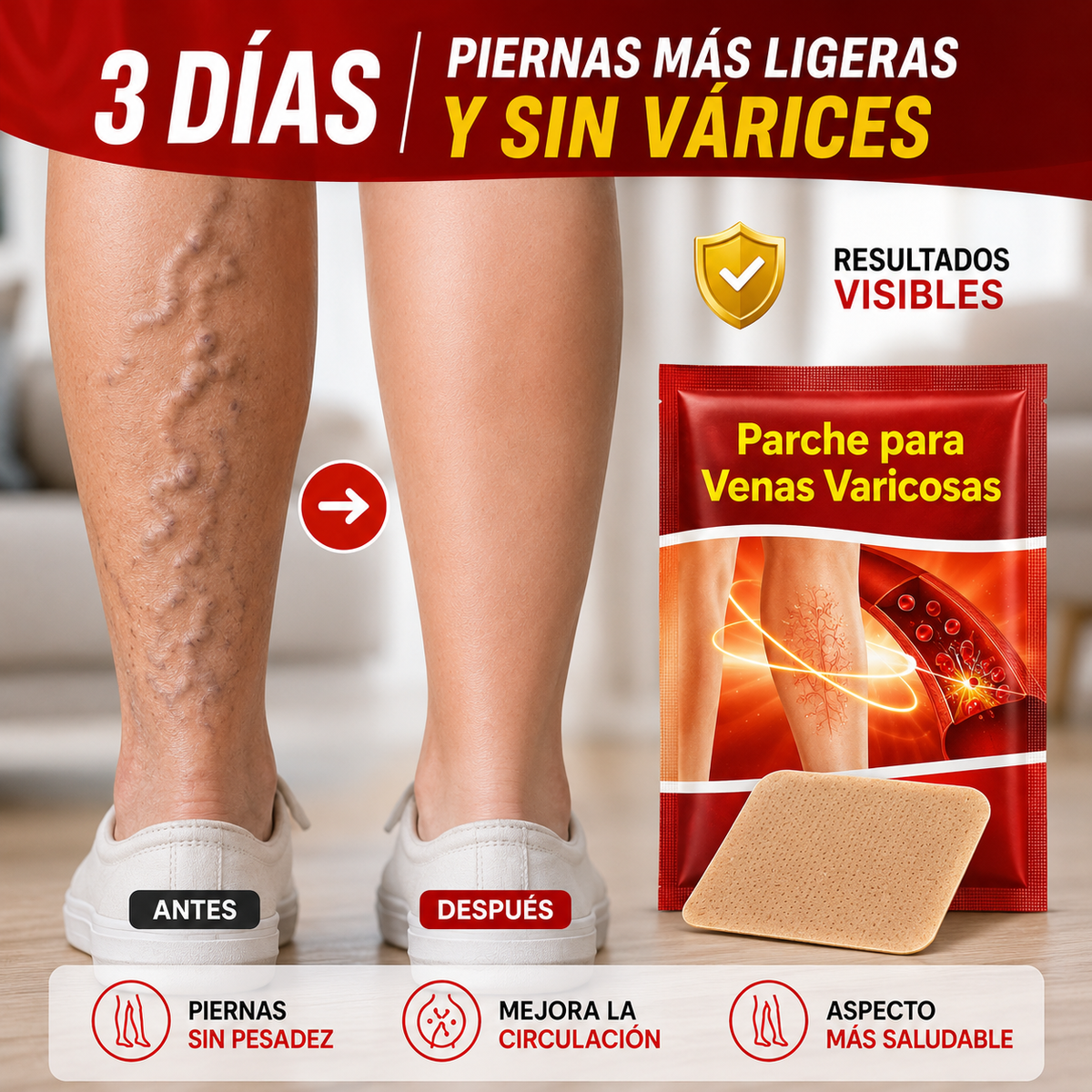 RevitaVein | Parche para Várices – Piernas Más Ligeras, Suaves y Visiblemente Más Saludables