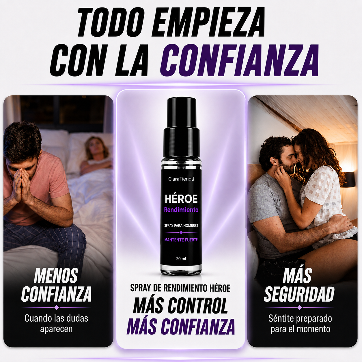 Spray de Rendimiento HÉROE - Recupera el Control. Despierta tu Confianza.