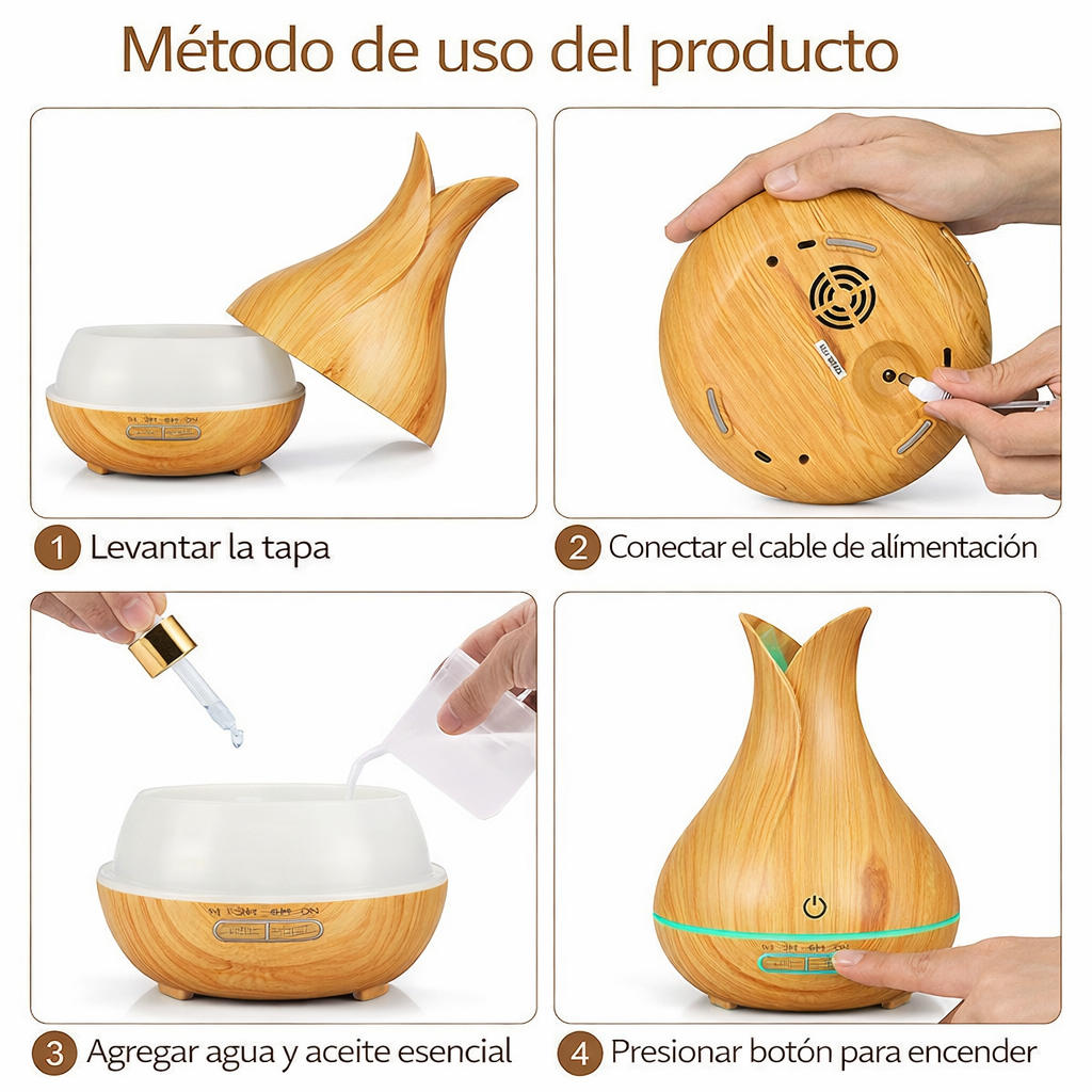 Humidificador ultrasónico con aromaterapia - Convertí tu casa en un lugar donde de verdad te relajás