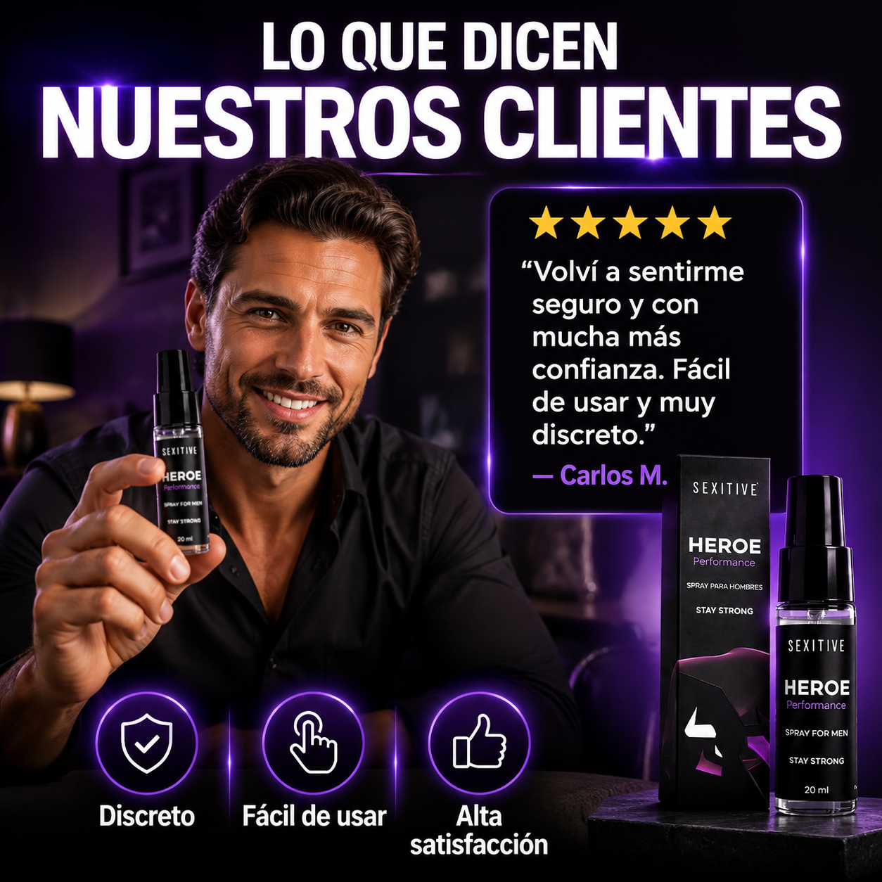 HEROE Performance Spray para Hombres - Sentite Más Seguro Cuando Más Importa